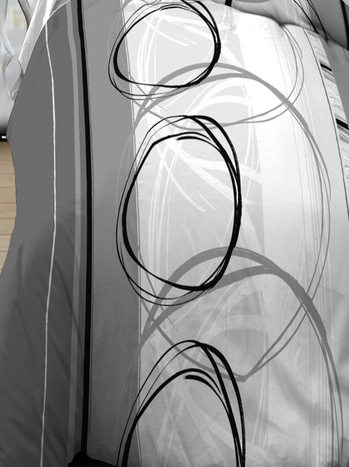 Housse de couette + 2 taies Pur coton 57 fils - Roue Libre Gris - Kiabi