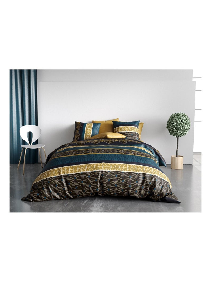 Housse de couette + 2 taies Qoben Bleu - Kiabi