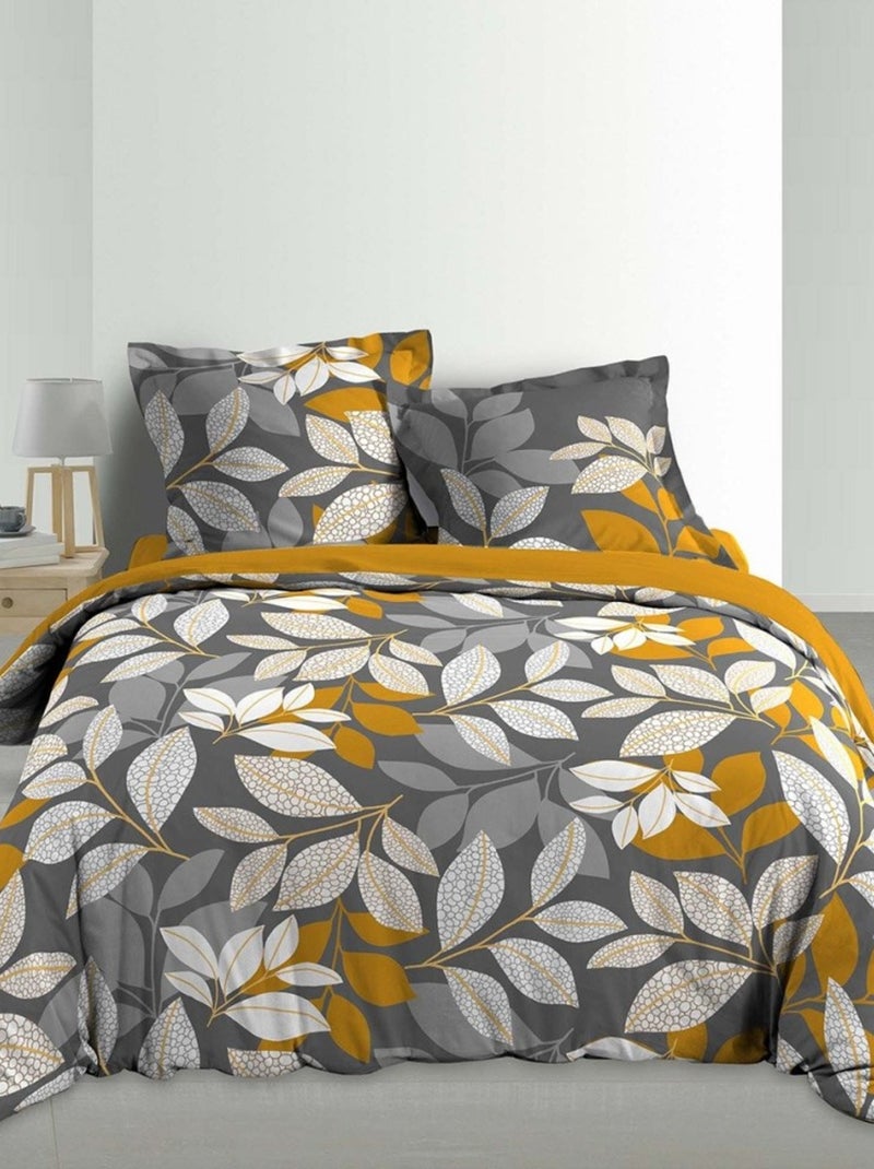 Housse de couette  + 2 taies Scala coton percale 78 fils Gris - Kiabi