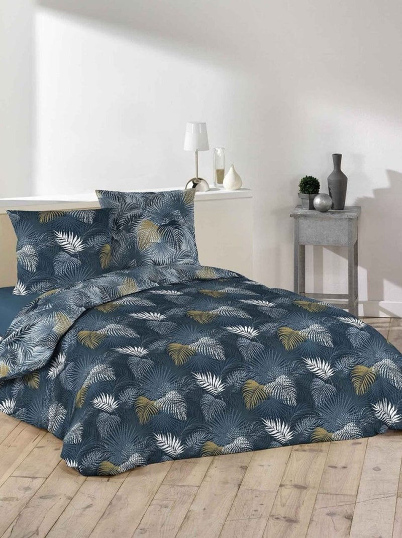 Housse de couette  + 2 taies Valeria microfibre Bleu - Kiabi