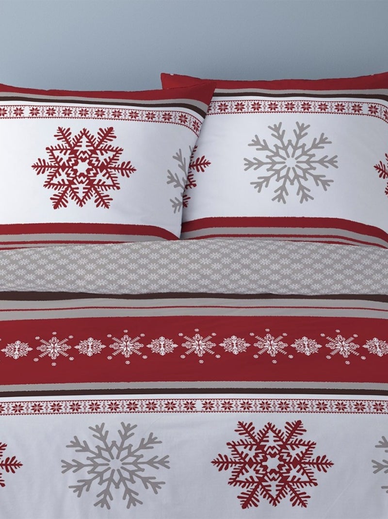 Housse de couette 200x200 Adèle + 2 taies coton flanelle Rouge - Kiabi