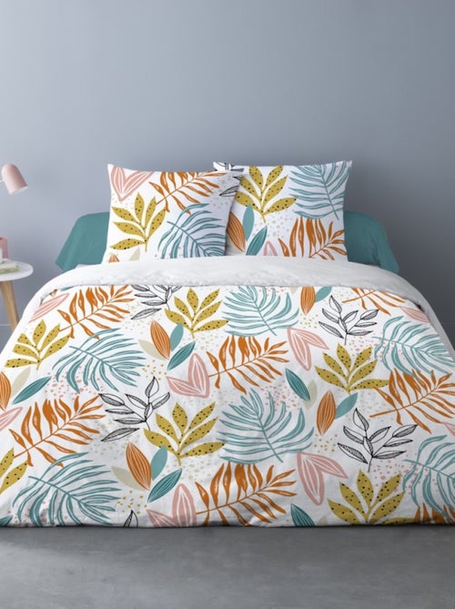 Housse de couette 200x200 FLORIS + 2 taies 100% coton - Kiabi