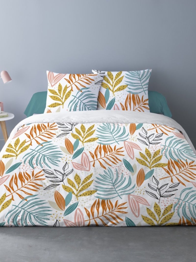 Housse de couette 200x200 FLORIS + 2 taies 100% coton Multicolore - Kiabi