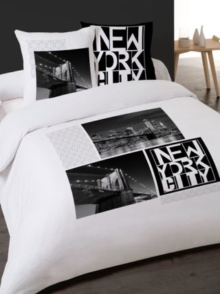 Housse de couette 200x200 NY BY NIGHT + 2 taies 100% coton