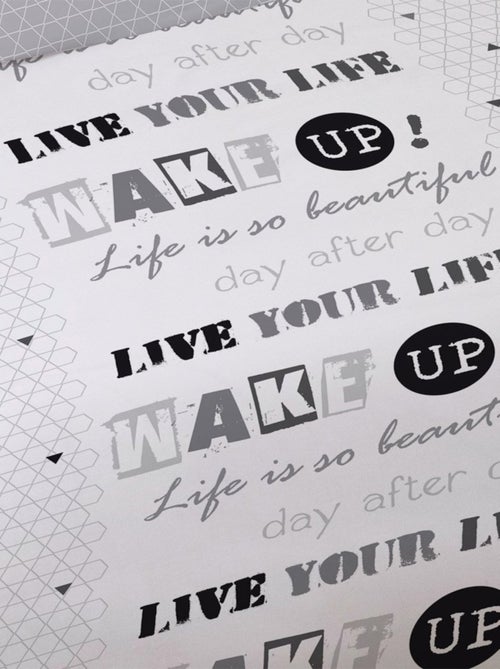 Housse de couette 200x200 Wake up + 2 taies coton 52 fils - Kiabi