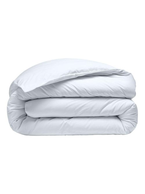 Housse de couette 220 x 240 cm  Percale de coton lavé blanc nuage - Kiabi