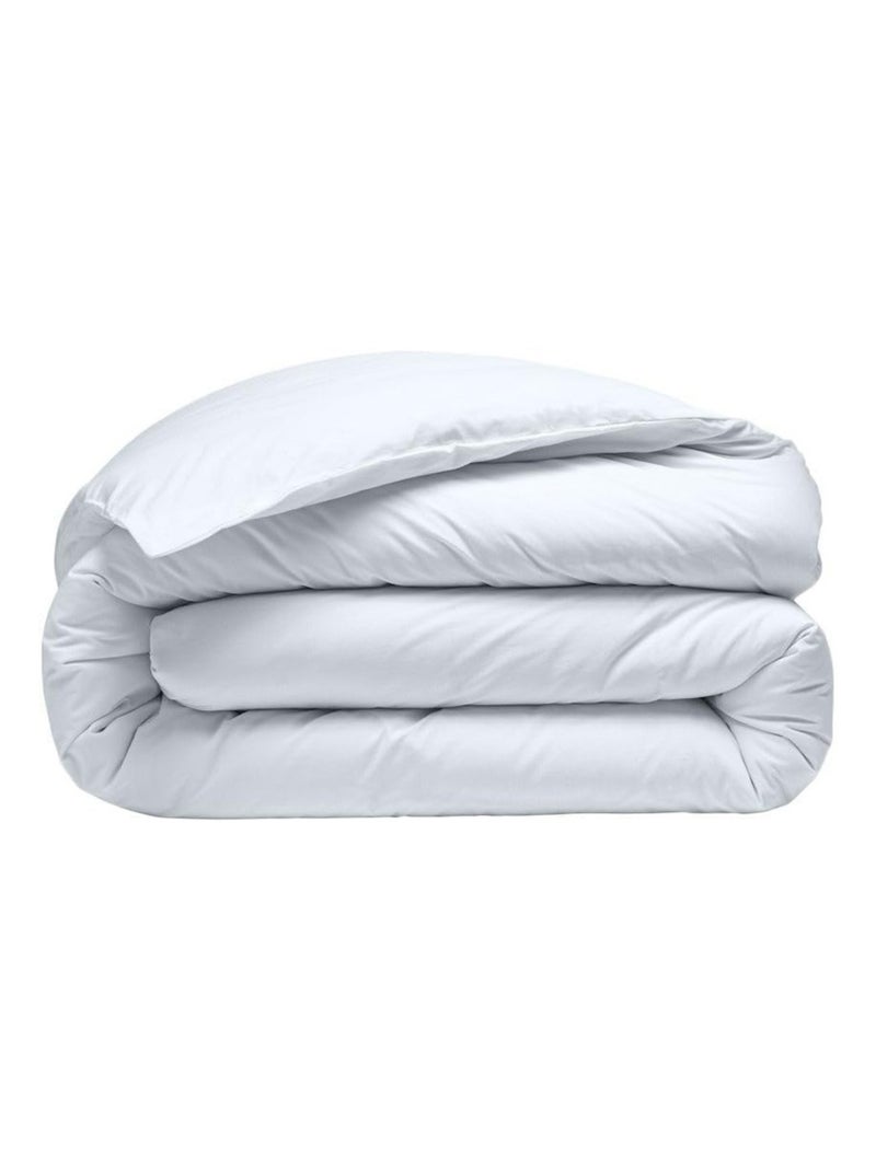 Housse de couette 220 x 240 cm  Percale de coton lavé blanc nuage Blanc - Kiabi