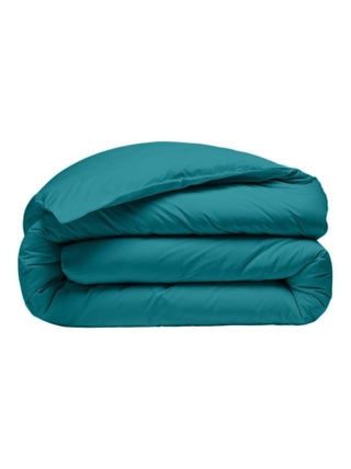 Housse de couette 220 x 240 cm  Percale de coton lavé bleu canard