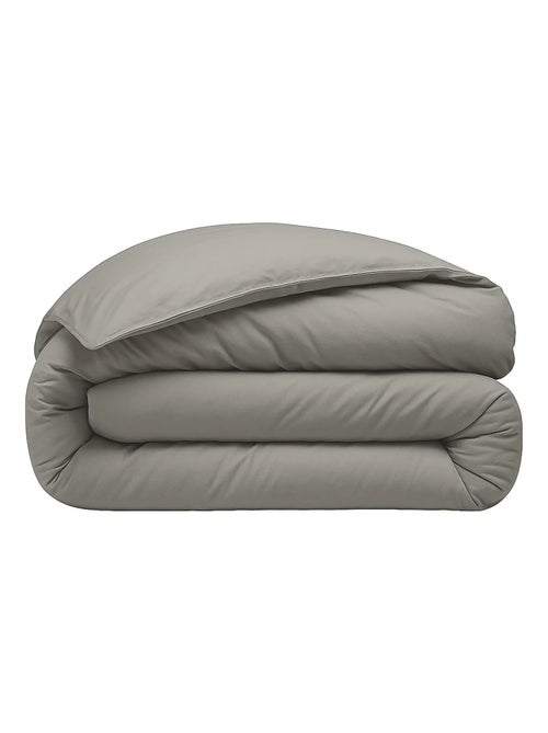 Housse de couette 220 x 240 cm  Percale de coton lavé gris perle - Kiabi