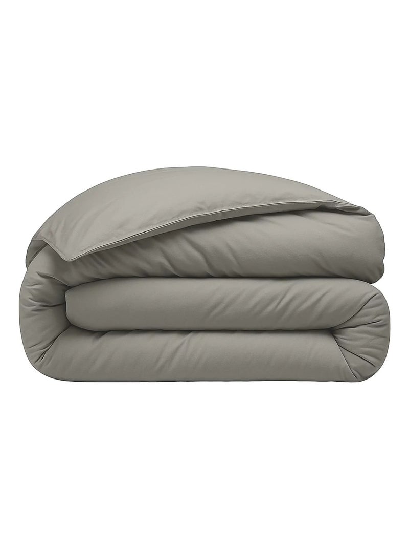 Housse de couette 220 x 240 cm  Percale de coton lavé gris perle Gris perle - Kiabi