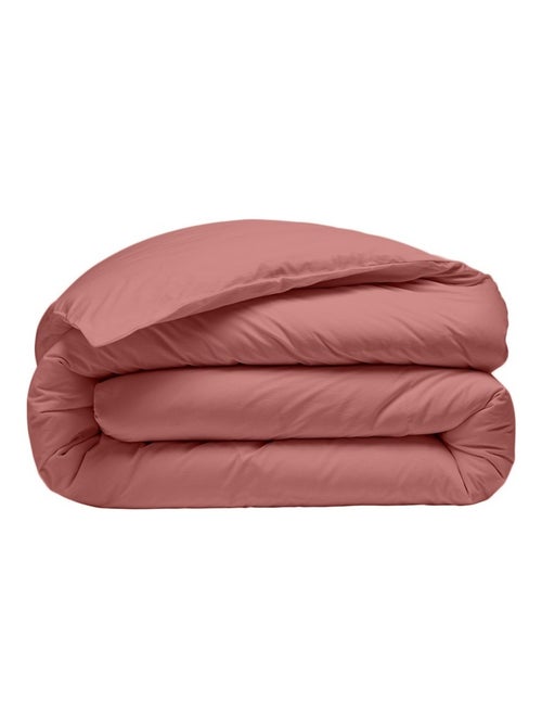 Housse de couette 220 x 240 cm  Percale de coton lavé vieux rose - Kiabi