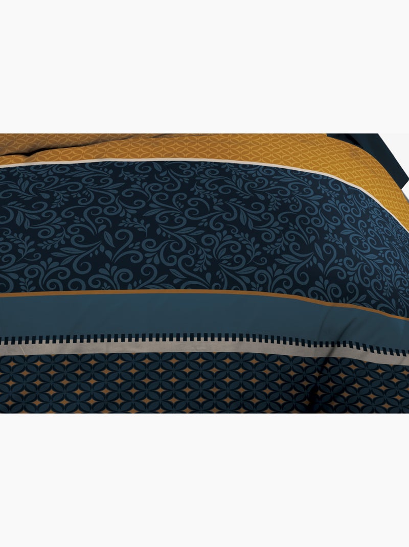 Housse de couette 220x240 + 2 taies - Pur coton 57 fils - Alix Bleu - Kiabi