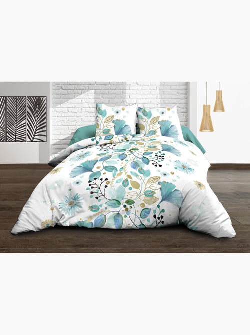 Housse de couette 220x240 + 2 taies - Pur coton 57 fils - Bloom - Kiabi Housse de couette 220x240 + 2 taies - Pur coton 57 fils - Bloom - Kiabi