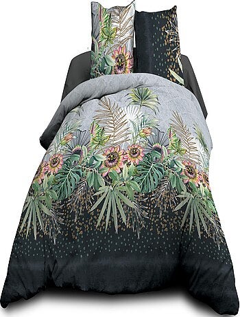Housse de couette 220x240 + 2 taies - Pur coton 57 fils - Flora