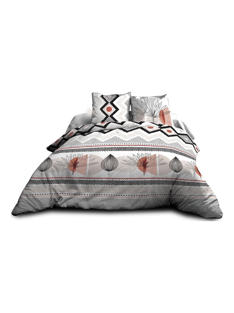 Housse de couette 220x240 + 2 taies - Pur coton 57 fils - Keo Orange - Kiabi