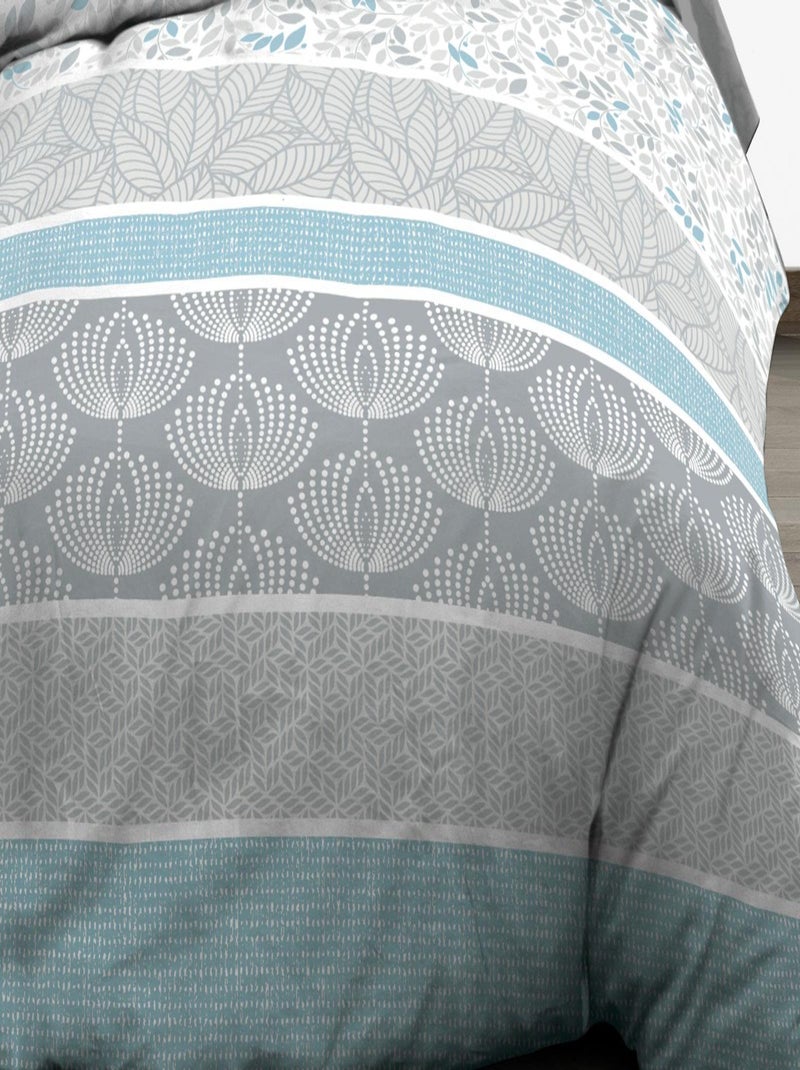 Housse de couette 220x240 + 2 taies - Pur coton 57 fils - Louise bleu Bleu - Kiabi