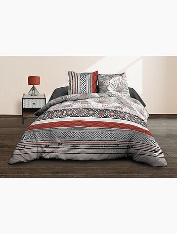 Housse de couette 220x240 + 2 taies - Pur coton 57 fils - Palme
