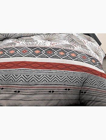 Housse de couette 220x240 + 2 taies - Pur coton 57 fils - Palme