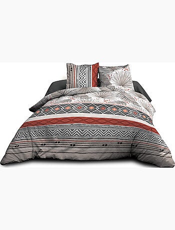Housse de couette 220x240 + 2 taies - Pur coton 57 fils - Palme