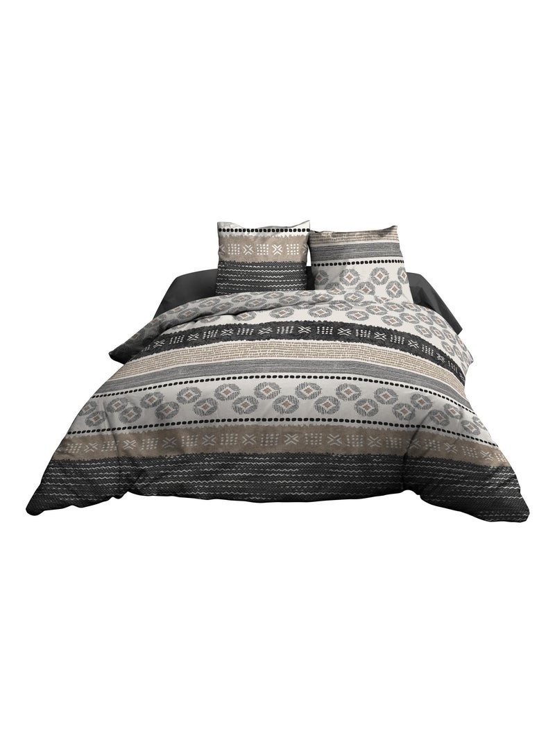 Housse de couette 220x240 + 2 taies - Pur coton 57 fils - Yuma Beige - Kiabi