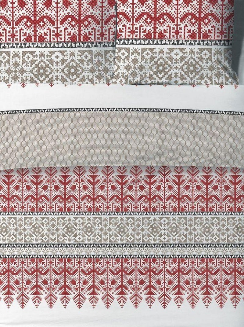 Housse de couette 220x240 + 2 taies d'oreiller 63x63 cm Coton Halti Beige - Kiabi