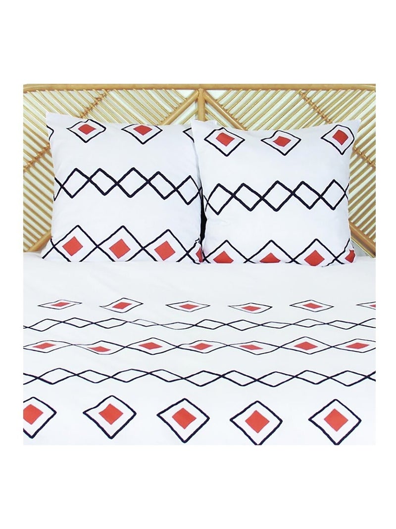 Housse de couette 220x240 + 2 taies d'oreiller 63x63 cm Microfibre Zest Blanc - Kiabi