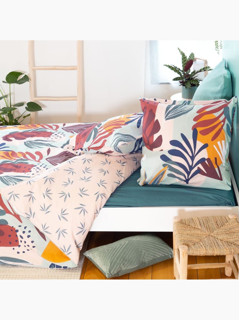 Housse de couette 220x240 + 2 taies d'oreiller 63x63 Coton Matty Bleu - Kiabi