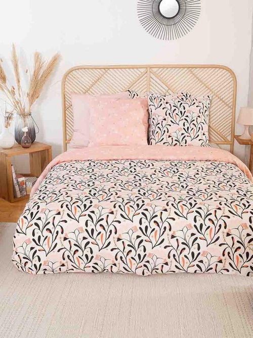 Housse de couette 220x240 + 2 taies d'oreiller 63x63 Satin de Coton Bio Joy - Kiabi