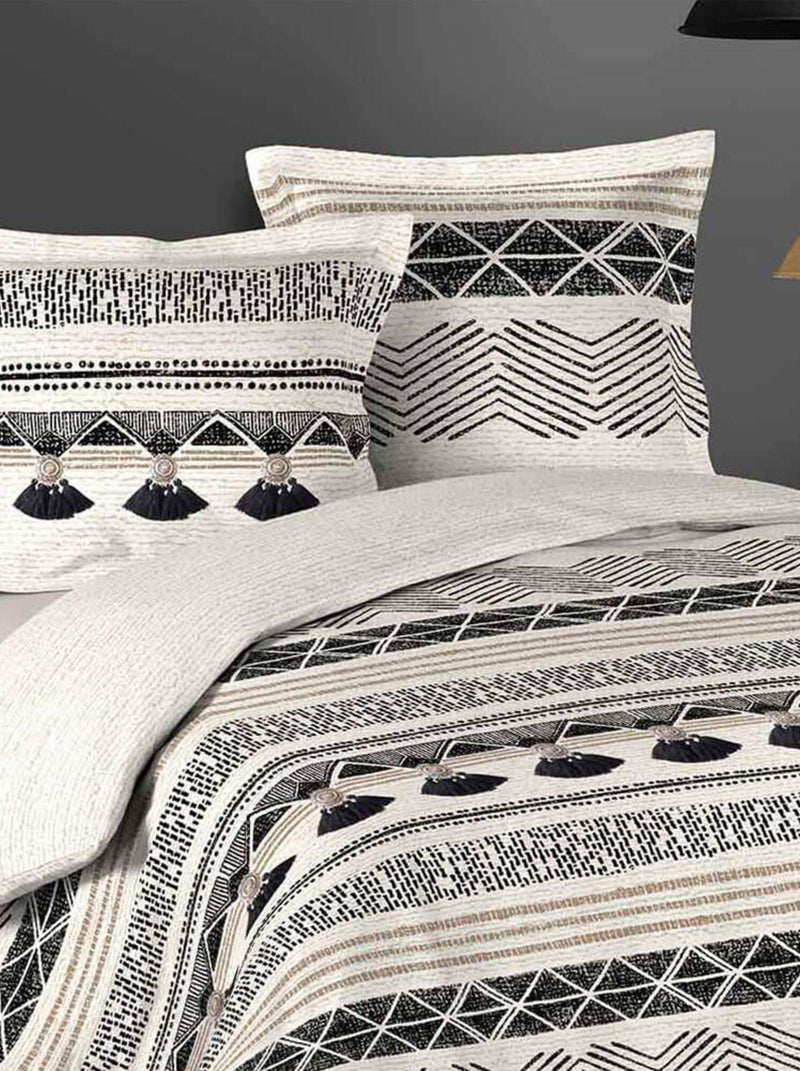 Housse de couette 220x240 + 2 taies Kenya coton Blanc - Kiabi