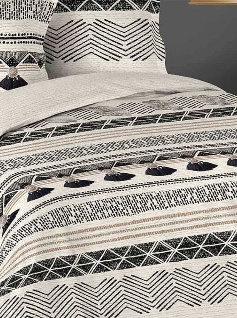 Housse de couette 220x240 + 2 taies Kenya coton Blanc - Kiabi