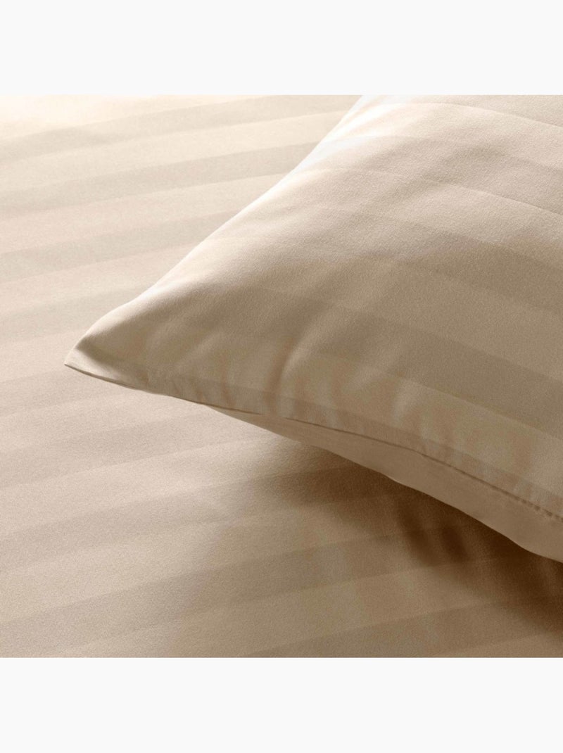 Housse de couette 220x240 + 2 taies rayées coloris naturel Beige - Kiabi