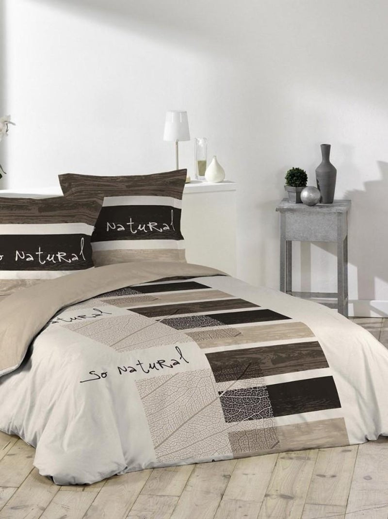 Housse de couette 220x240 + 2 taies So Natural coton Beige - Kiabi