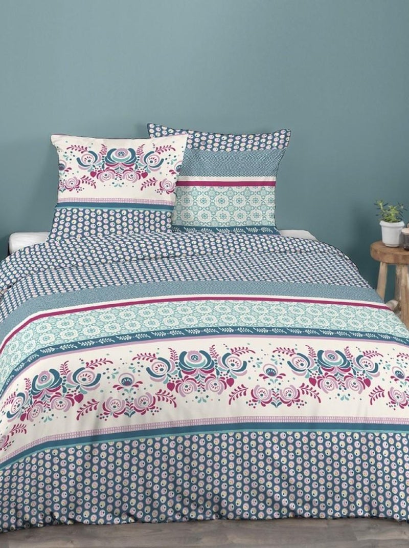 Housse de couette 220x240 Bophal multi + 2 taies 100% coton 57 fils Vert - Kiabi