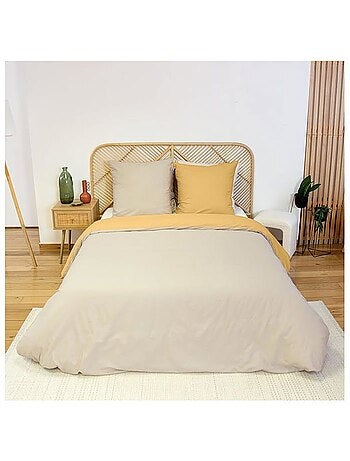 Parure de lit - côté déco - coton bicolore - 220x240 cm - 100% coton - réversible bleu/bleu clair