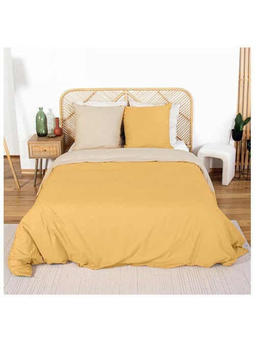 Housse de couette 220x240 cm - côté déco - bicolore uni - jaune - 100% coton - 52 fils/cm² - Kiabi Housse de couette 220x240 cm - côté déco - bicolore uni - jaune - 100% coton - 52 fils/cm² - Kiabi