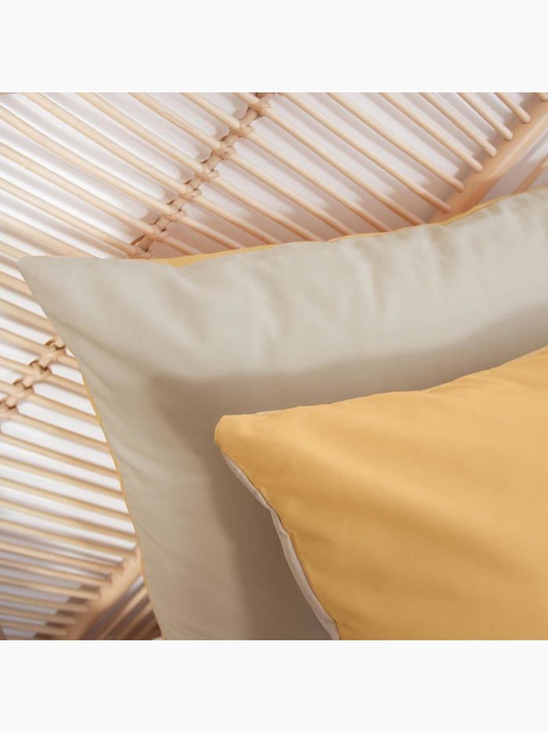 Housse de couette 220x240 cm - côté déco - bicolore uni - jaune - 100% coton - 52 fils/cm² Doré - Kiabi