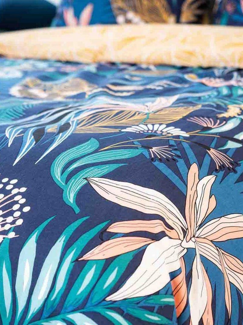 Housse de couette 220x240 cm + 2 taies d'oreiller 63x63 cm 100% Coton 57 fils Aglae Bleu foncé - Kiabi
