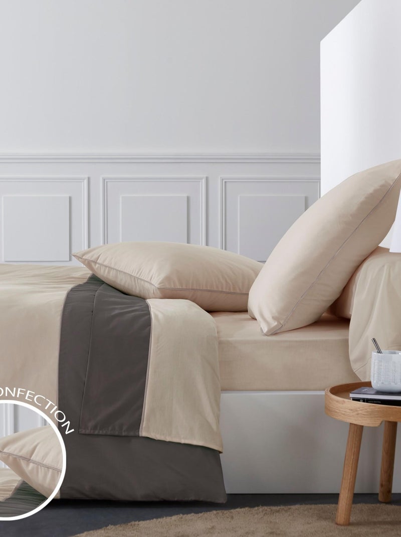 Housse de couette 220x240 cm avec 2 taies d'oreiller 63x63 cm Percale de Coton Sidney Anthra Multicolore - Kiabi