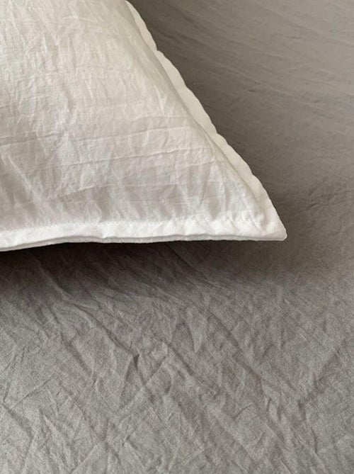 Housse de couette 220x240 cm + taies d'oreiller, microfibre lavé, Gris Perle - Kiabi