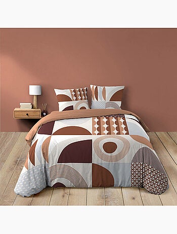 Housse de couette 240 x 220 cm + 2 taies – Coton 42 fils – GEMMA Terracotta