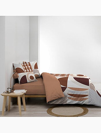 Housse de couette 240 x 220 cm + 2 taies – Coton 42 fils – GEMMA Terracotta