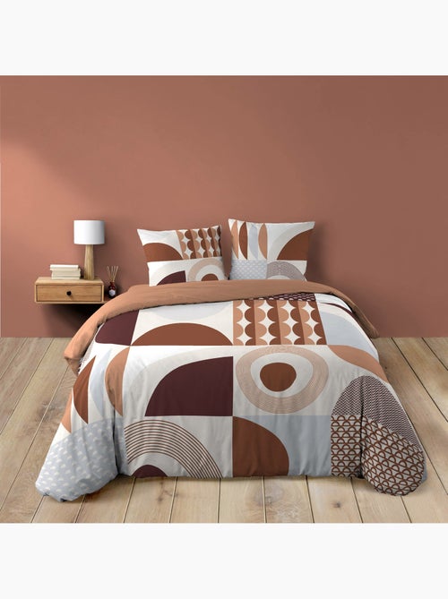 Housse de couette 240 x 220 cm + 2 taies – Coton 42 fils – GEMMA Terracotta - Kiabi
