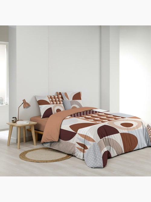 Housse de couette 240 x 220 cm + 2 taies – Coton 42 fils – GEMMA Terracotta - Kiabi
