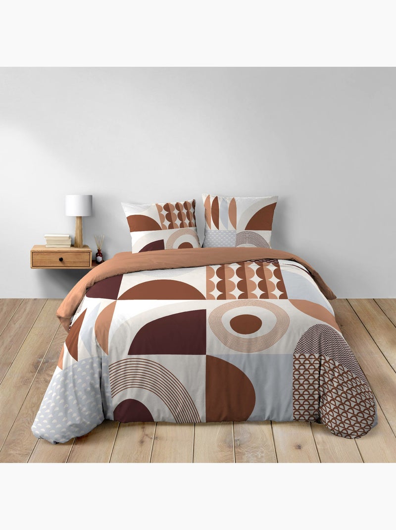 Housse de couette 240 x 220 cm + 2 taies – Coton 42 fils – GEMMA Terracotta Terracotta - Kiabi