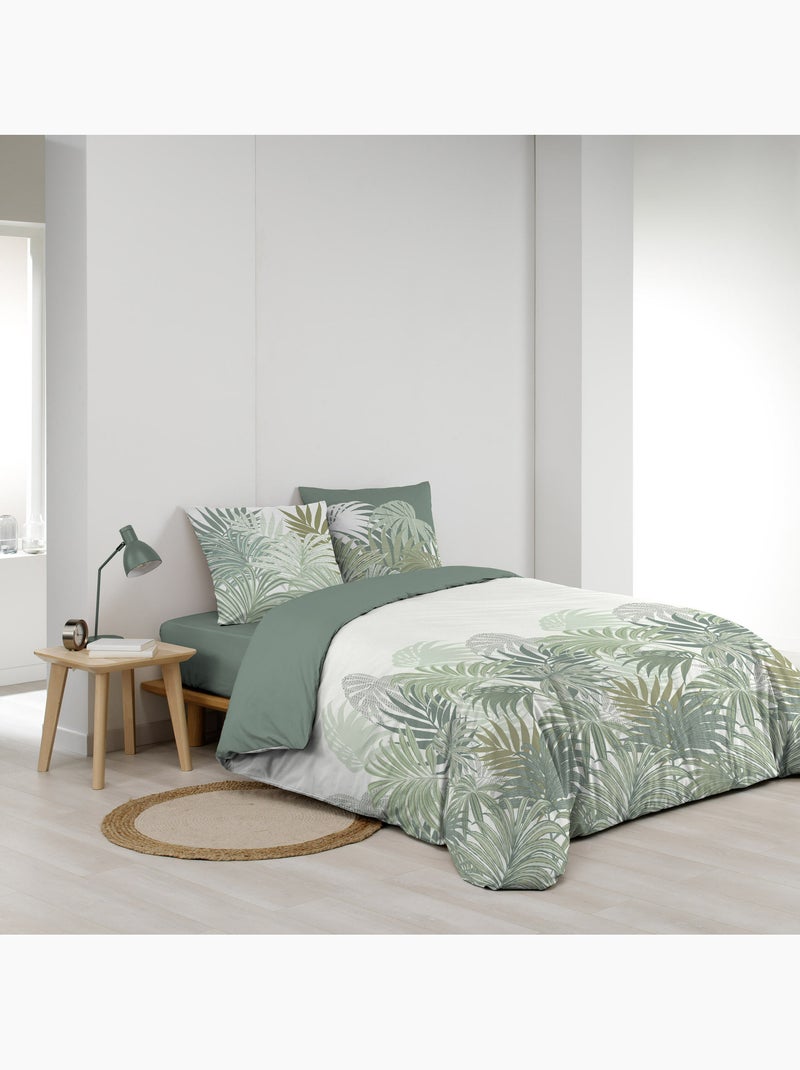 Housse de couette 240 x 220 cm + 2 taies – Coton 57 fils – NYMEA Vert - Kiabi