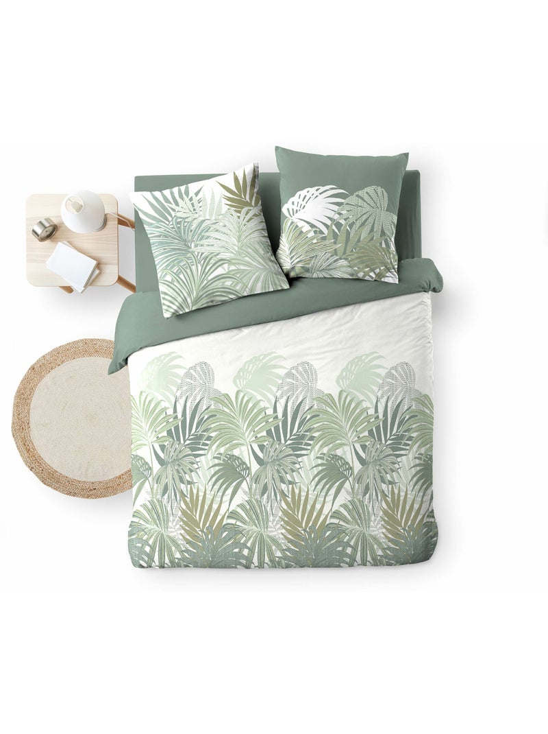 Housse de couette 240 x 220 cm + 2 taies – Coton 57 fils – NYMEA Vert - Kiabi