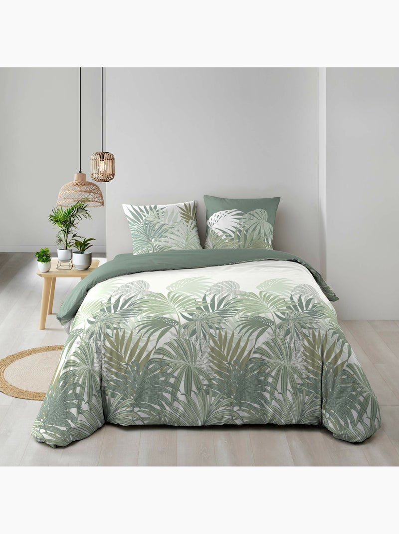 Housse de couette 240 x 220 cm + 2 taies – Coton 57 fils – NYMEA Vert - Kiabi