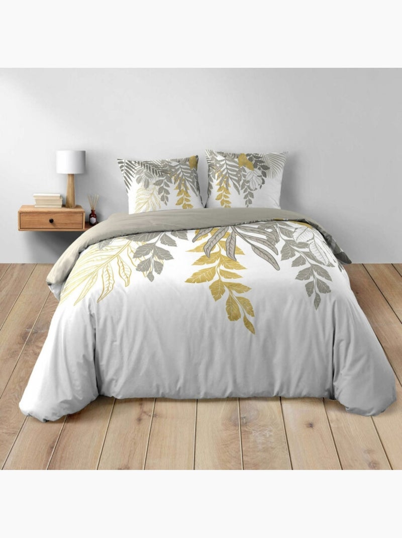 Housse de couette 240 x 220 cm coton 42 fils + 2 taies Orlana Blanc - Kiabi