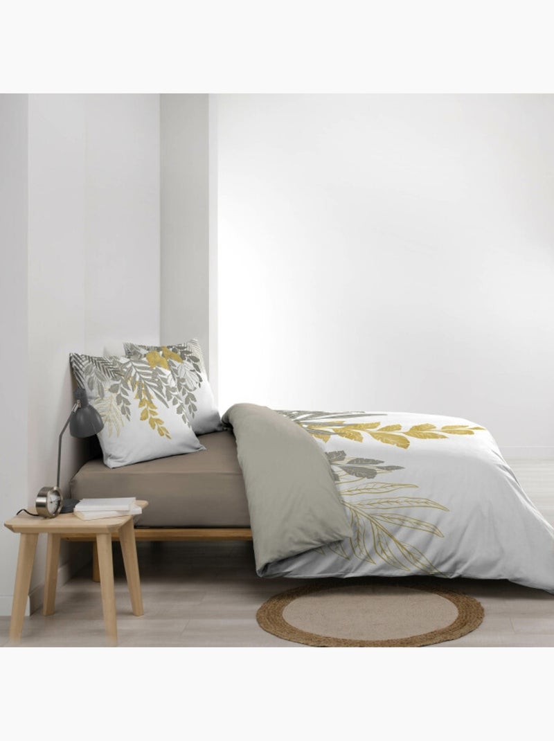 Housse de couette 240 x 220 cm coton 42 fils + 2 taies Orlana Blanc - Kiabi