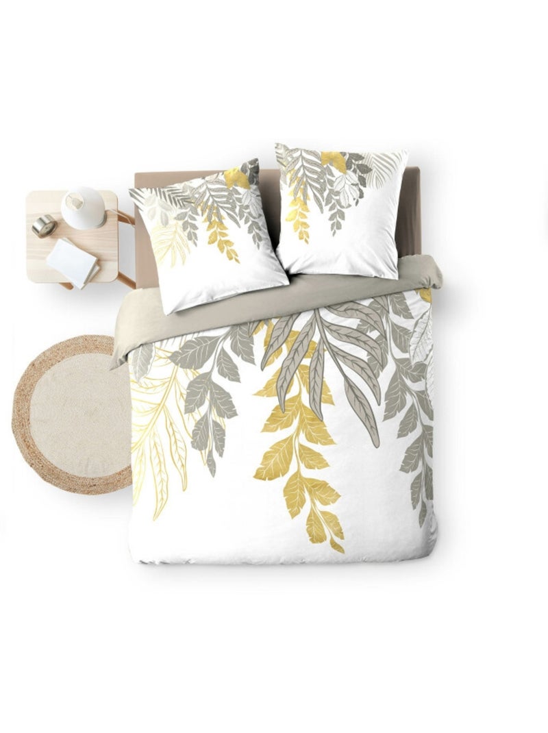 Housse de couette 240 x 220 cm coton 42 fils + 2 taies Orlana Blanc - Kiabi